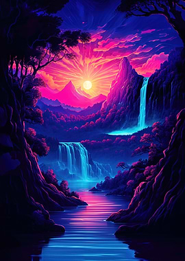 Japan Waterfalls Art