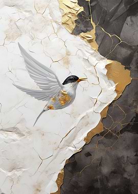 Bird Abstract Gold Decor