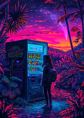 Synthwave Nature Pixel Art