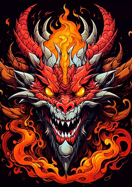 King Fire Dragon In Flames