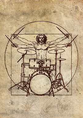 Vitruvian Rock Drummer Man