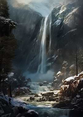 Waterfall in Forest Nature