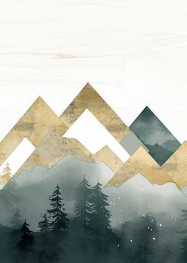 Mountain Forest Gold Decor