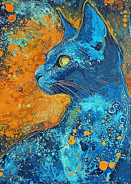 Blue Cat Painting