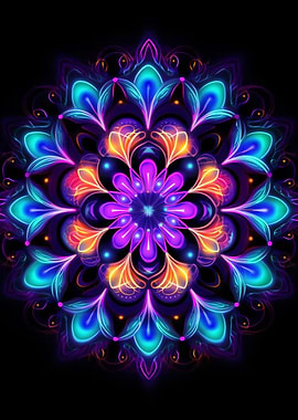 Blue Neon Mandala