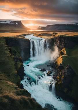 Waterfall in Forest Nature