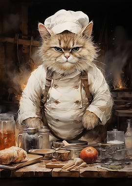 angry cook cat
