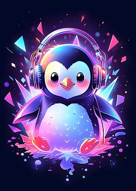 Headphones Penguin Party