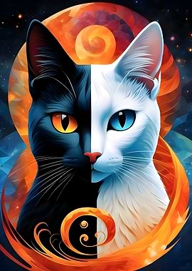 half black half white cat