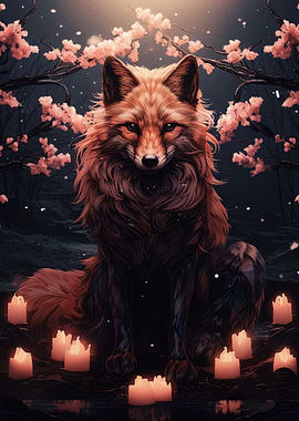 cherry blossom wolf animal