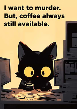 Working Cat and Coffee