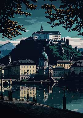 Salzburg City Pixel Art