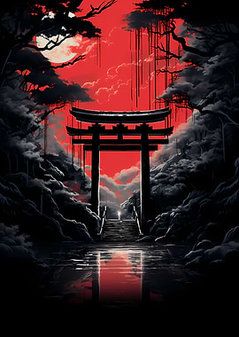 japanese red temple
