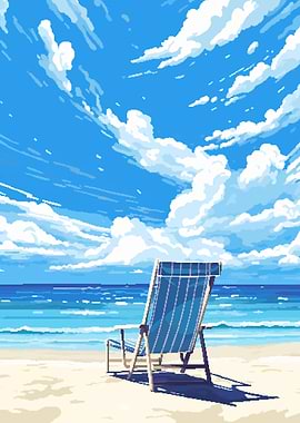 Peaceful Beach Pixel Art