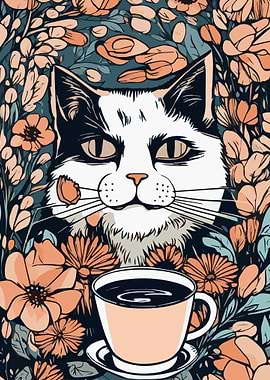Cat Coffee Flowers 9