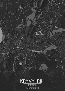 Kryvyi Rih UA DarkGrey Map