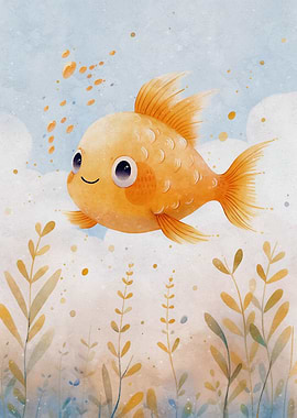Cute watercolor fish