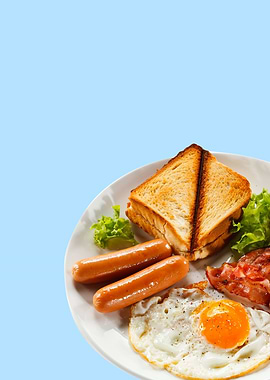 breakfast food in blue