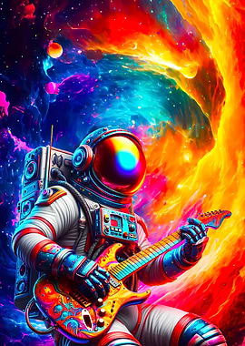 Astronaut play the guitar
