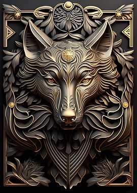 Apex Golden Wolf Art Deco