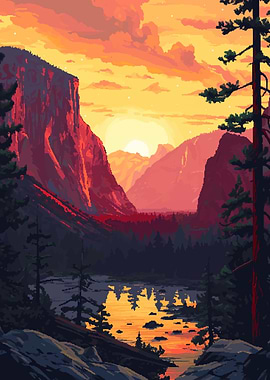 Lake Yosemite Pixel Art