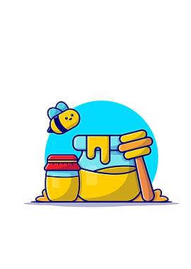 Jar with Honey Honeycomb