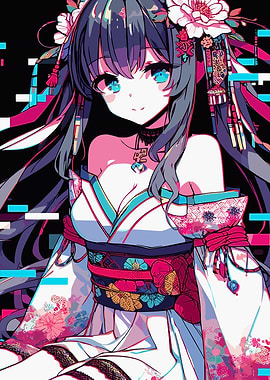 Glitch Art Anime Girl