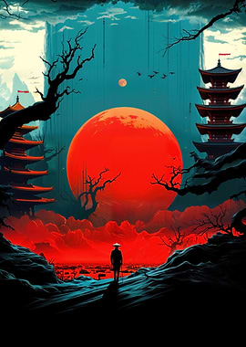 Red Moon Japan Night