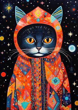 Tribal Animal Art 02 Cat