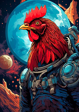 Rooster Astronaut