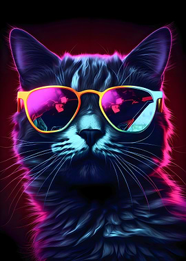 Colorful Neon Cat