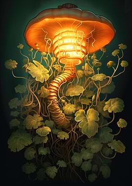 Mushroom skeleton lamp