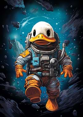 Cute Duck Astronaut