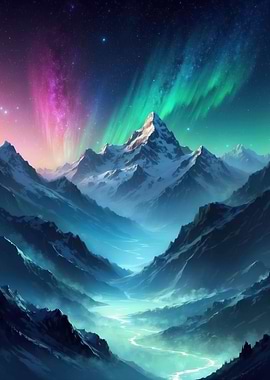 mountains aurora