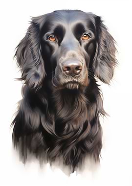 Flat coated retriever dog