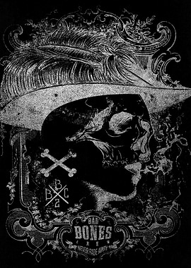 Vintage faces woman skull