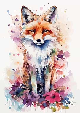 Cute Fuchs Watercolor Art