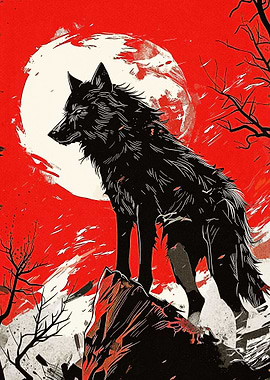 Black Wolf Painting