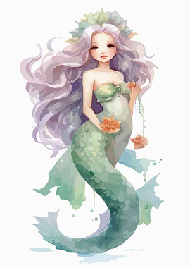 Sexy Mermaid Watercolor
