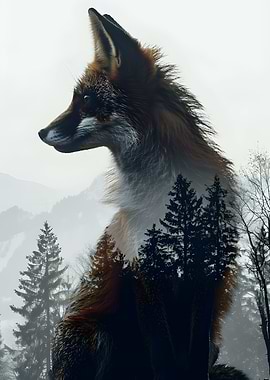 Fox Double Exposure Forest