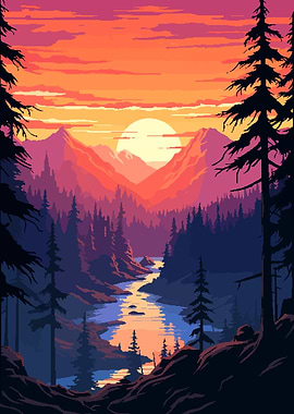 California River Pixel Art