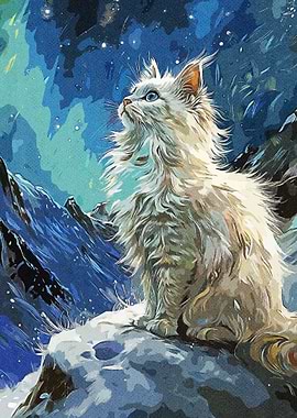 Cute White Cat Vintage