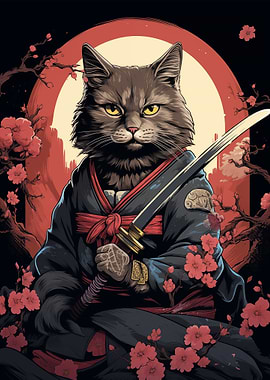 Cat Samurai Portrait