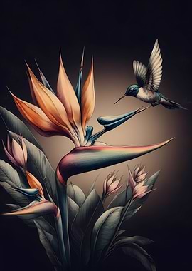 Hummingbrids on Strelitzia