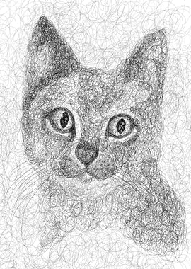 Scribble art cat torso