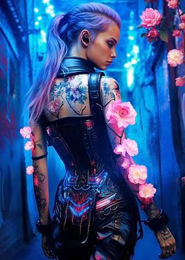 Floral Cyborg Girl