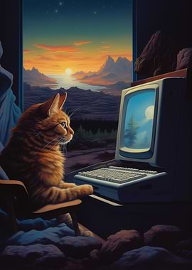 Futuristic Digital Cat