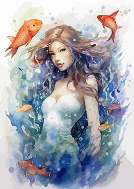 Cute Mermaid Watercolor