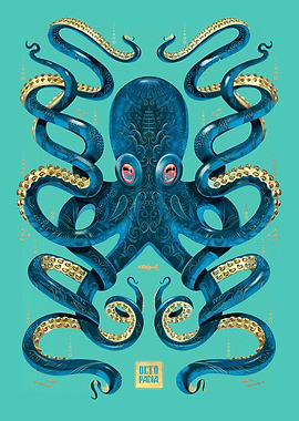Octopus blue and gold
