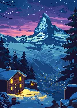 Swiss Matterhorn Pixel Art
